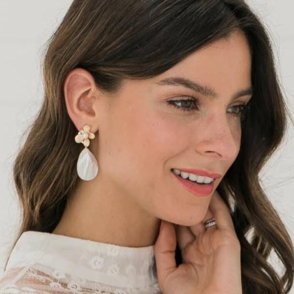 Large Anne Earrings with Center Pearls from Kate and Mari